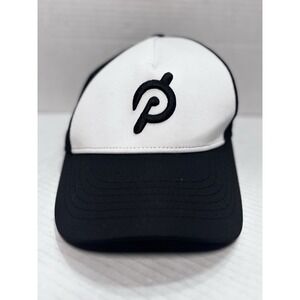 Peloton Logo Trucker Hat Black White Mesh Snapback Adjustable Fitness Cap